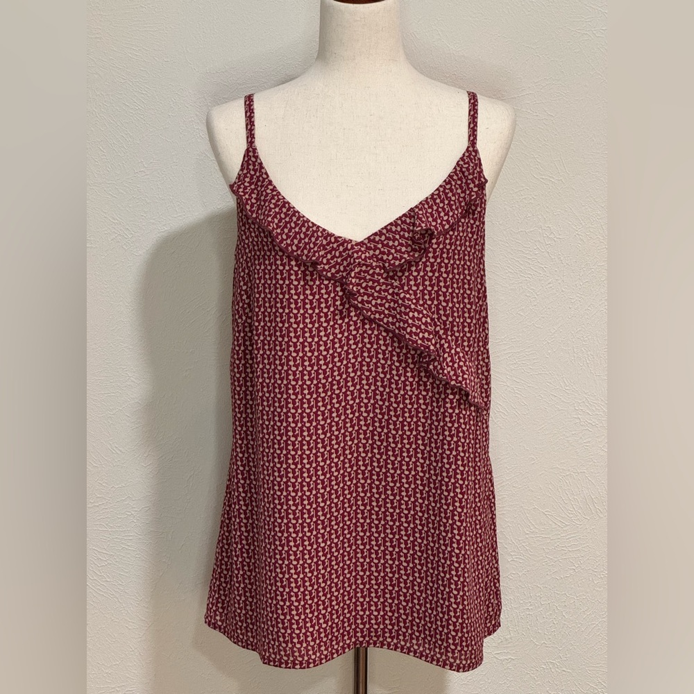 CAbi Burgundy Camisole with Patterned Design Size L
